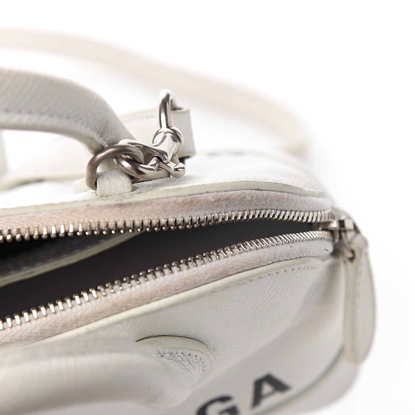 Grained Calfskin XXS Ville Top Handle Bag White Black