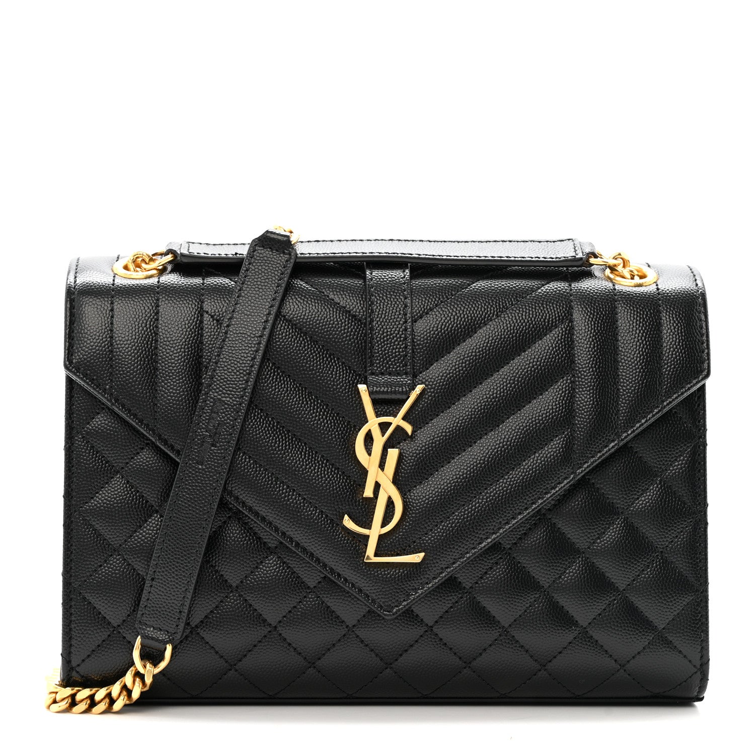 Saint Laurent Grain De Poudre Textured Mixed Matelasse Triquilt Medium Monogram Satchel Black 1 of 12