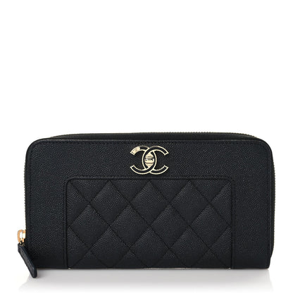 Chanel Caviar Quilted Mademoiselle Zip Around Wallet Black 1 of 7
