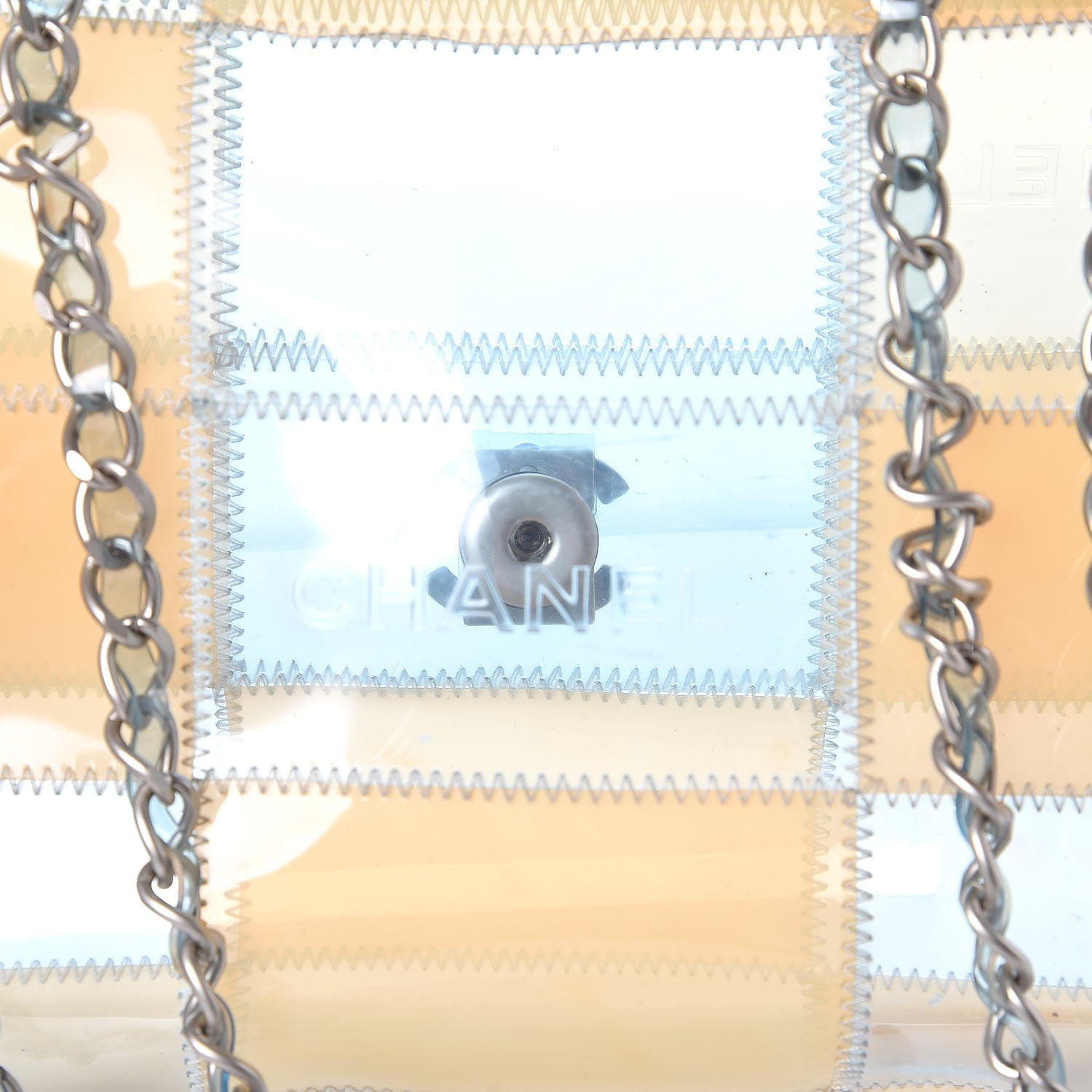 Chanel PVC Stitched Flap Beige Light Blue 14 of 15