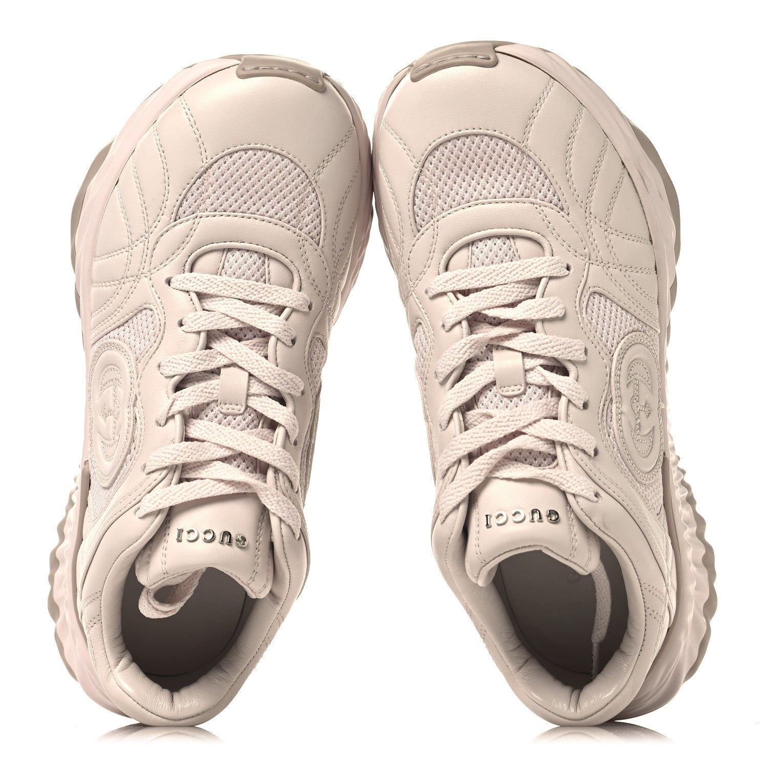 Gucci Calfskin Interlocking G Ripple Womens Platform Sneakers 37 Light Pink 2 of 8