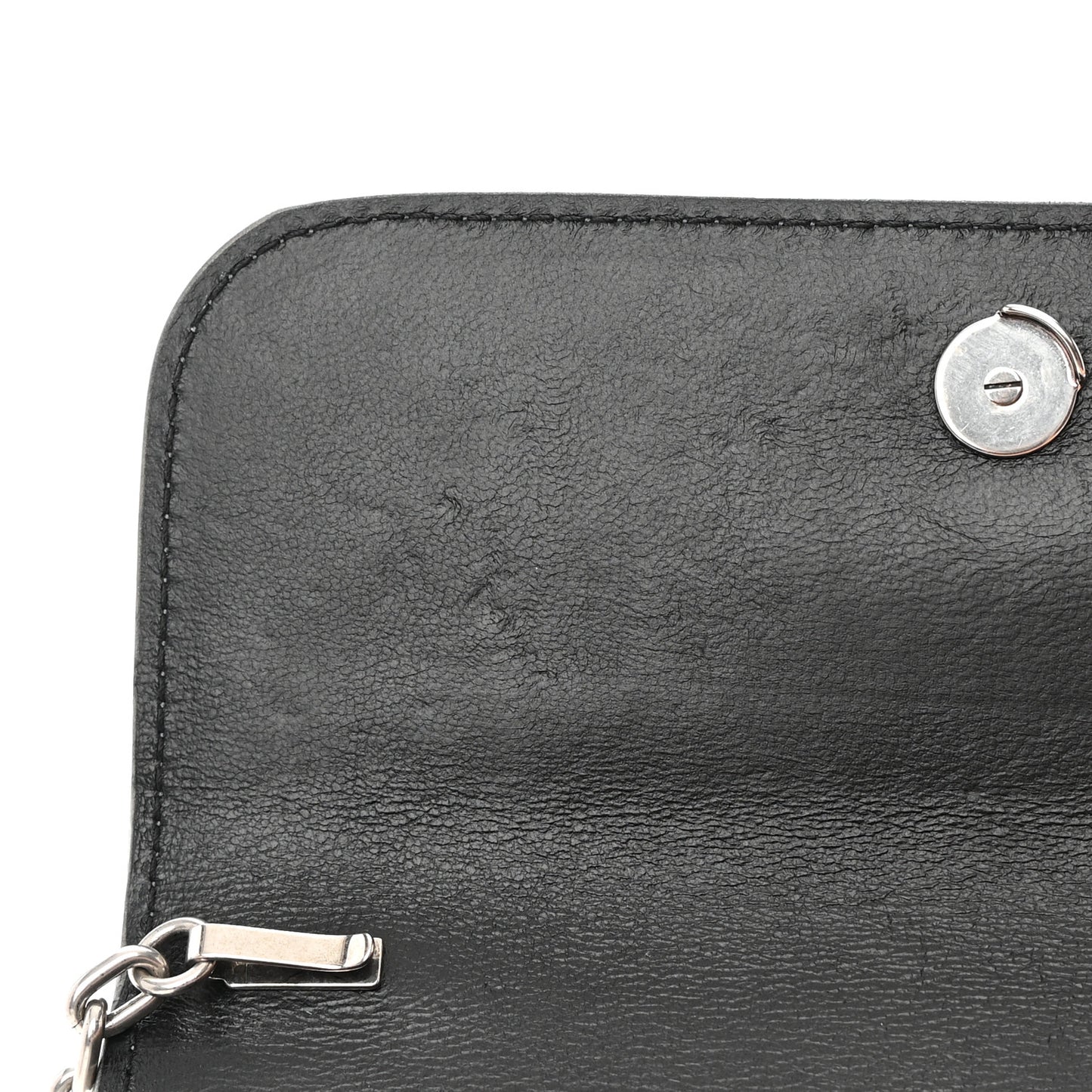 Metallic Extra Supple Calfskin Crocodile Embossed Gossip Wallet On Chain Silver