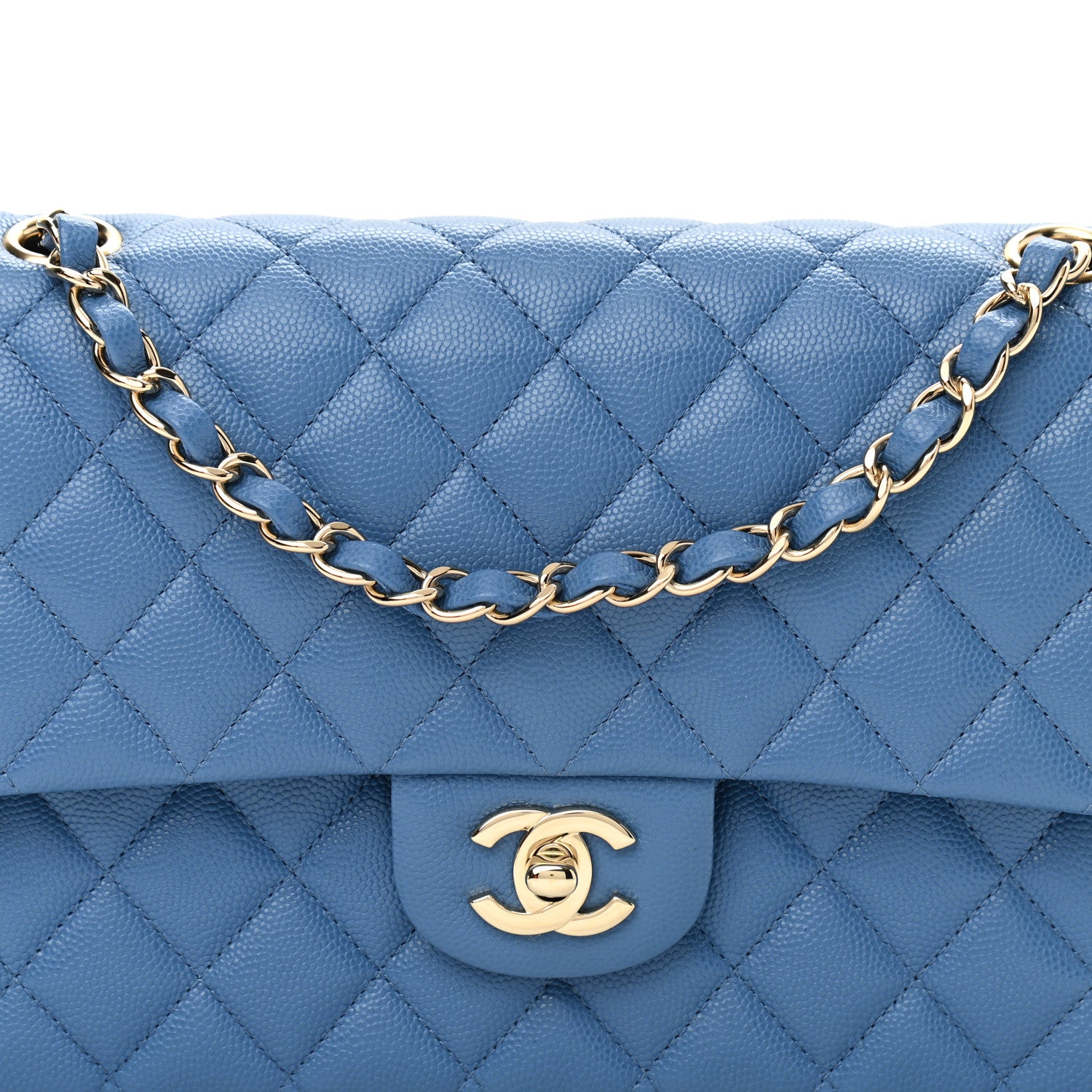 Chanel Caviar Quilted Medium Double Flap Blue 7 of 9
