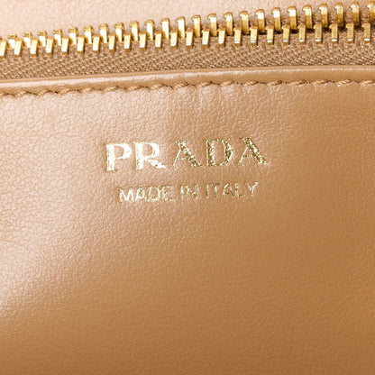 Prada Daino Bi-Color Metal Zip Around Wallet Talco Caramel 6 of 10