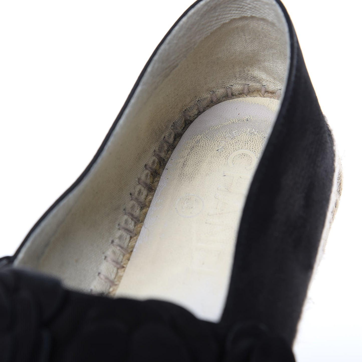 Suede Camellia CC Espadrilles 38 Black