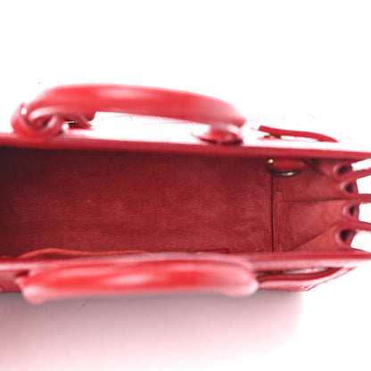 Saint Laurent Calfskin Crocodile Embossed Nano Sac De Jour Red 4 of 8