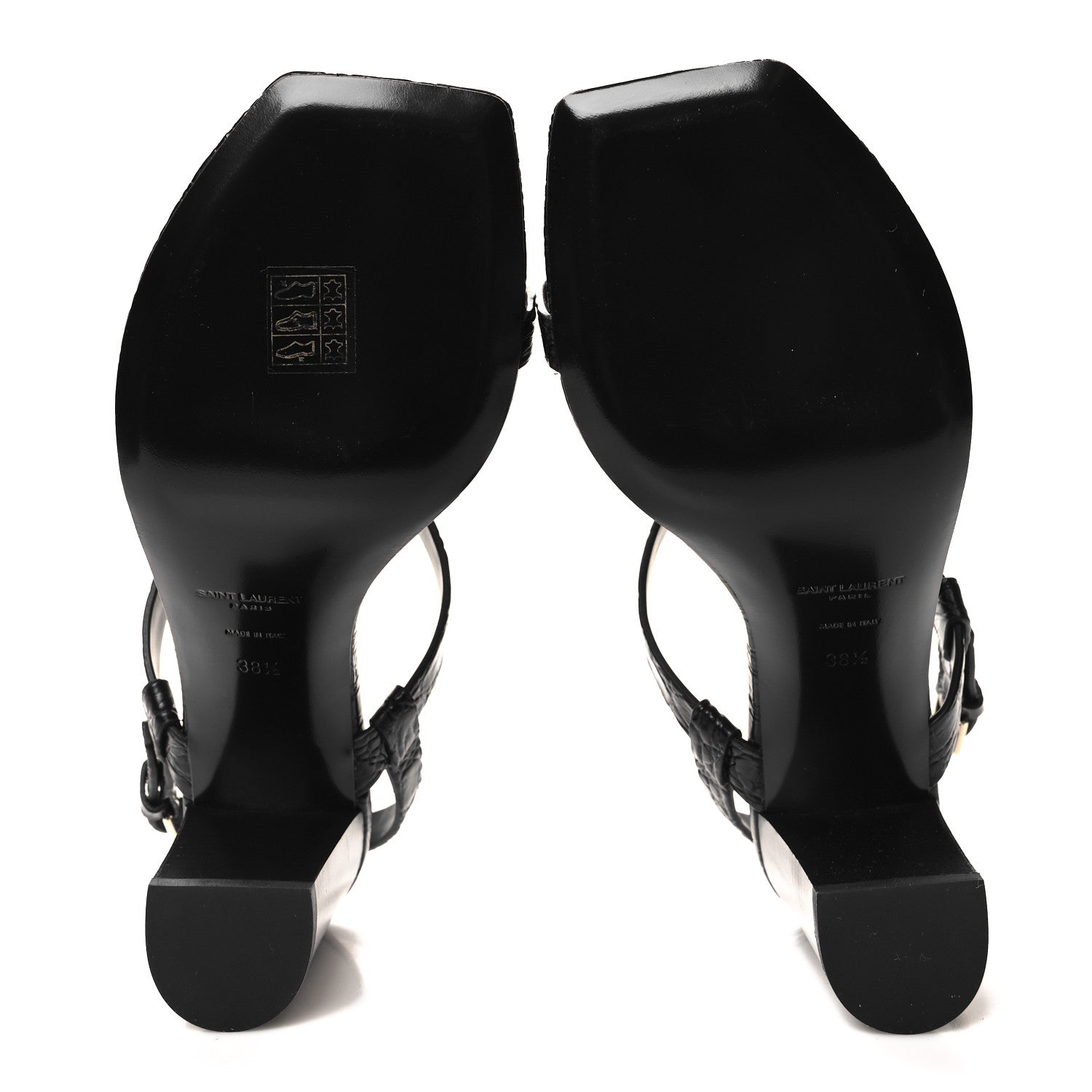 Saint Laurent Calfskin Cassandra 75 Sandals 38.5 Black 5 of 9