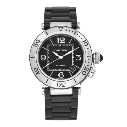 Cartier Stainless Steel Rubber 40mm Pasha C Seatimer Automatic Watch Black 1 of 4