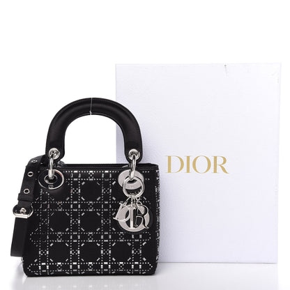 Christian Dior Satin Crystal Cannage Mini Lady Dior Black 10 of 10