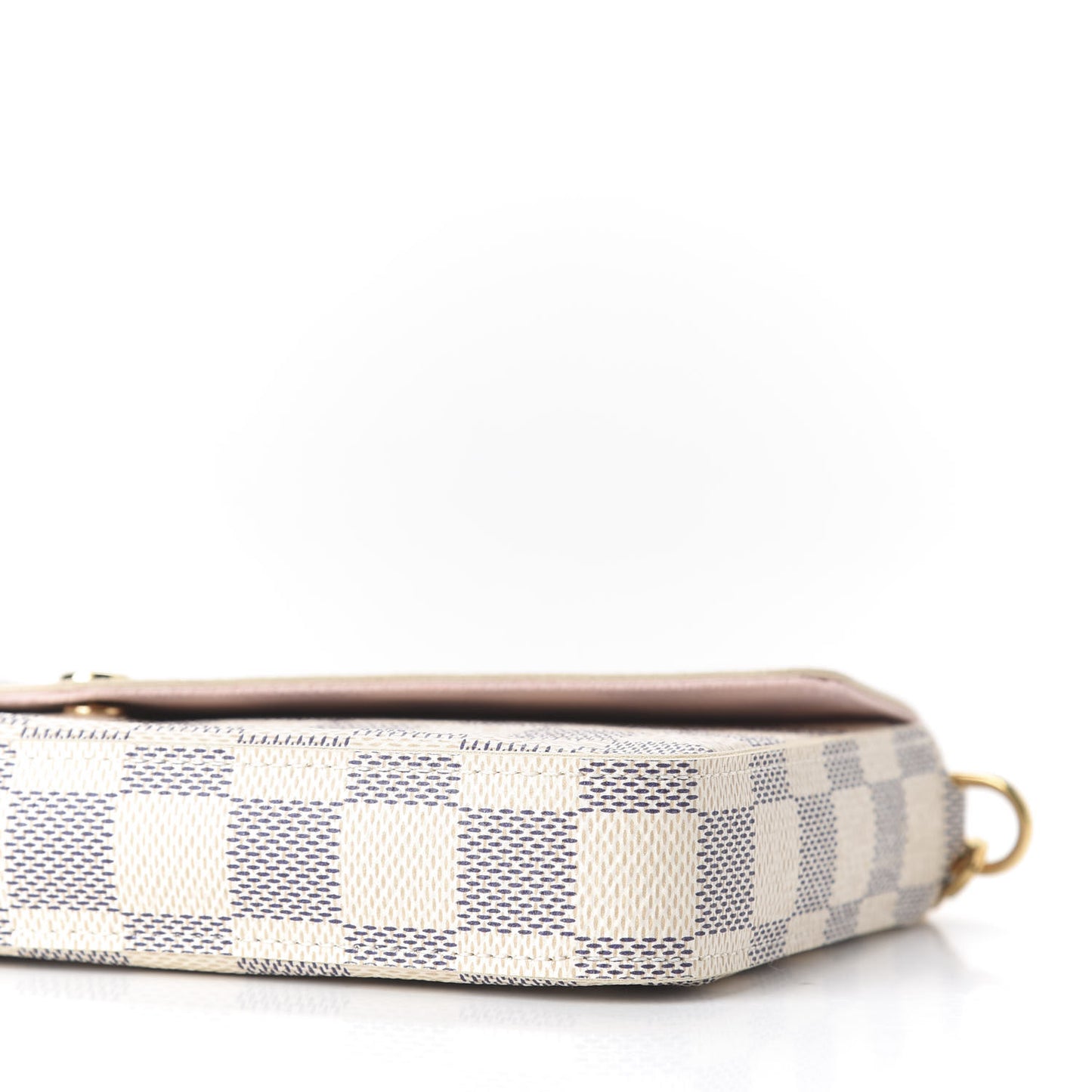 Damier Azur Pochette Felicie Chain Wallet Rose Ballerine