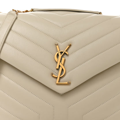 Saint Laurent Calfskin Y Quilted Monogram Medium Loulou Chain Satchel Crema Soft 8 of 10
