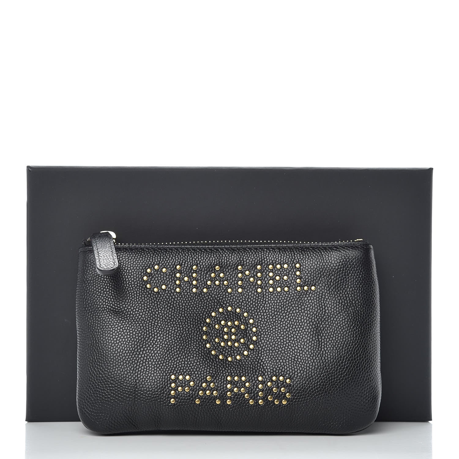 Chanel Caviar Studded Deauville Cosmetic Pouch Black 10 of 10