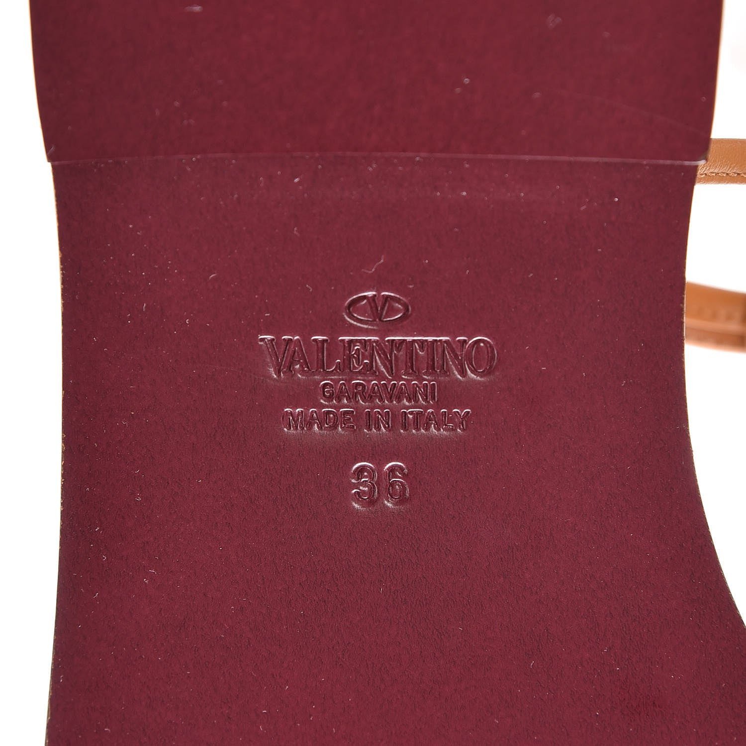 Valentino Garavani Calfskin Nude Rockstud T Strap Flat Thong Sandals 36 Brown 8 of 9