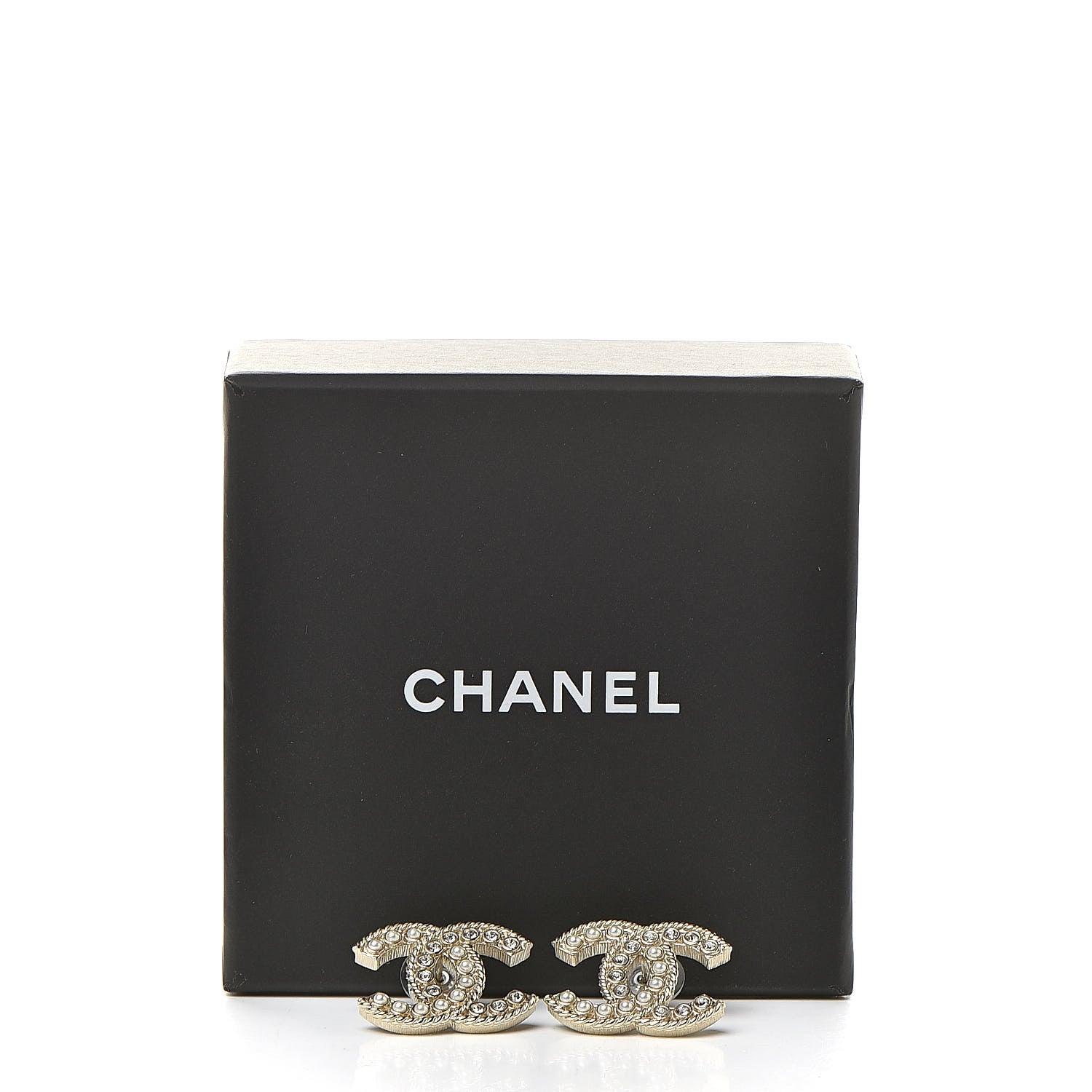Chanel Pearl Crystal April In Paris CC Earrings Light Gold 5 of 5