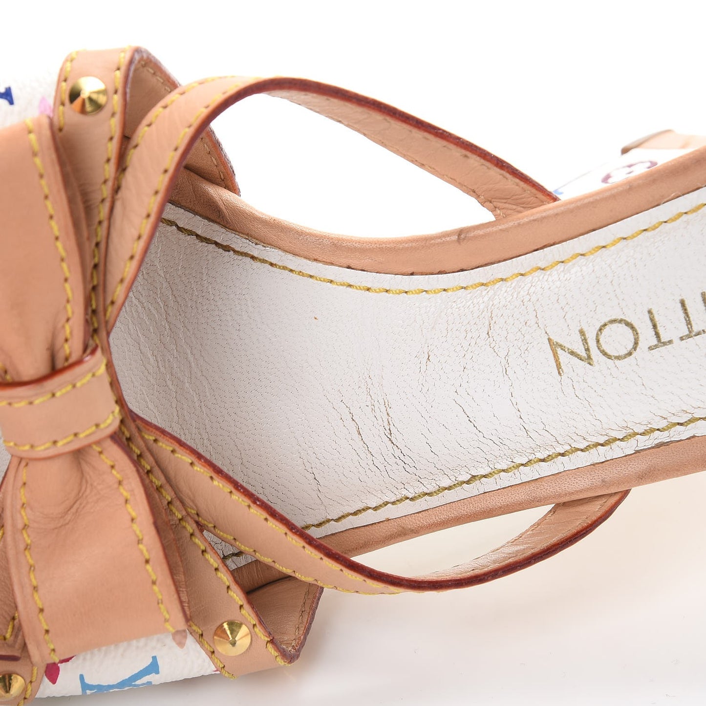Monogram Multicolor Bow Wedge Sandals 39 White