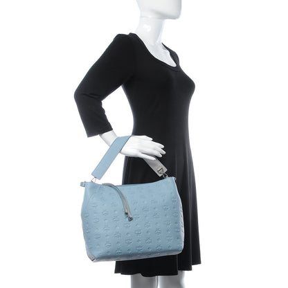 MCM Grained Calfskin Medium Klara Hobo Sky Blue 3 of 10