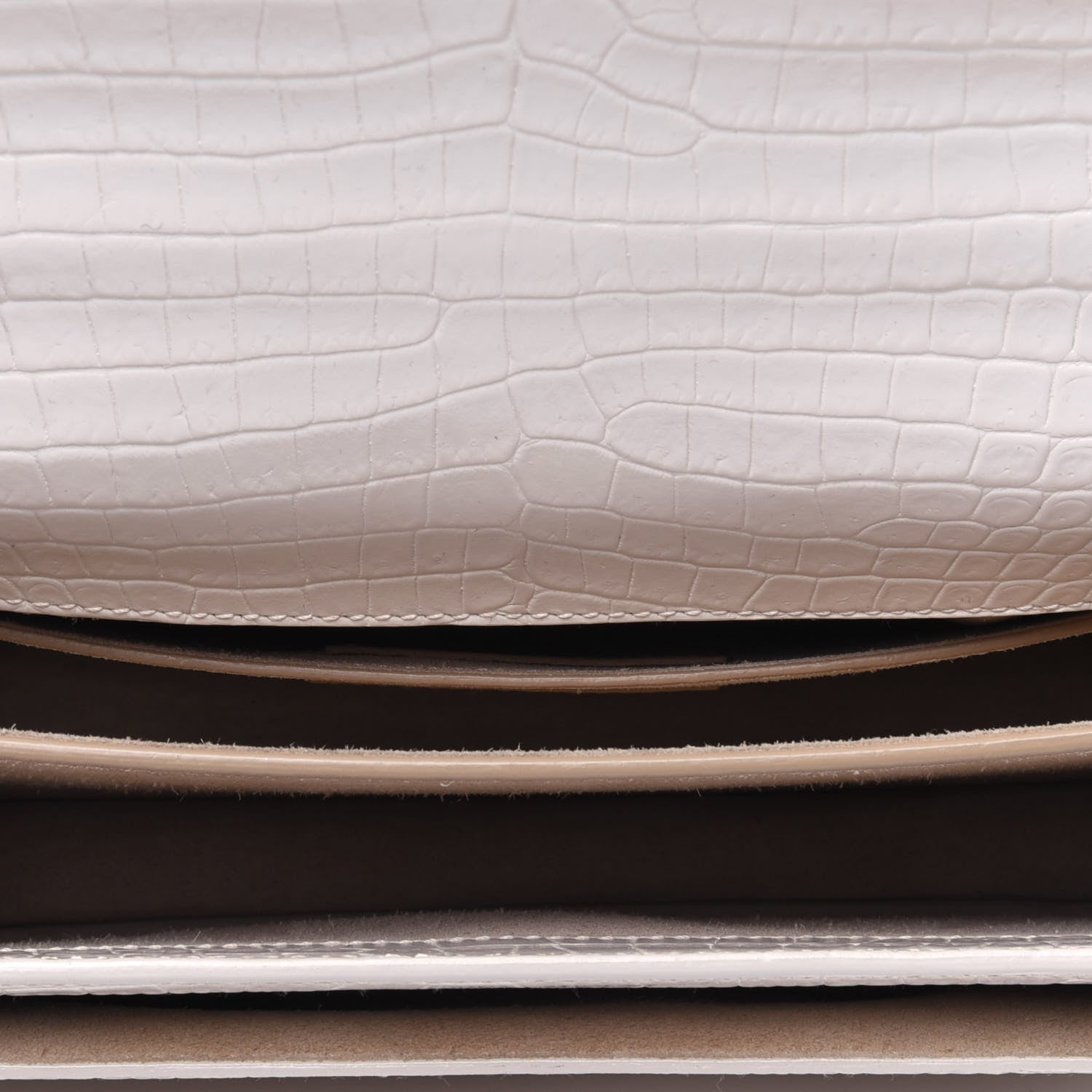 Saint Laurent Calfskin Crocodile Embossed Medium Monogram Sunset Blanc Vintage 5 of 23