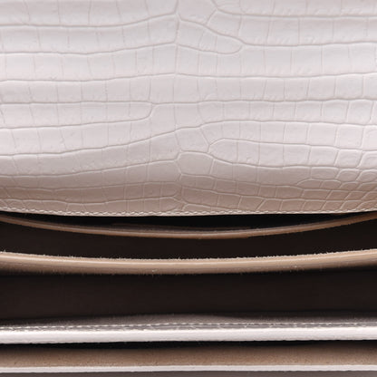 Saint Laurent Calfskin Crocodile Embossed Medium Monogram Sunset Blanc Vintage 5 of 23