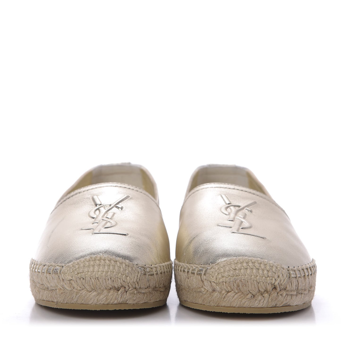 Metallic Lambskin Monogram Espadrilles 37 Platino