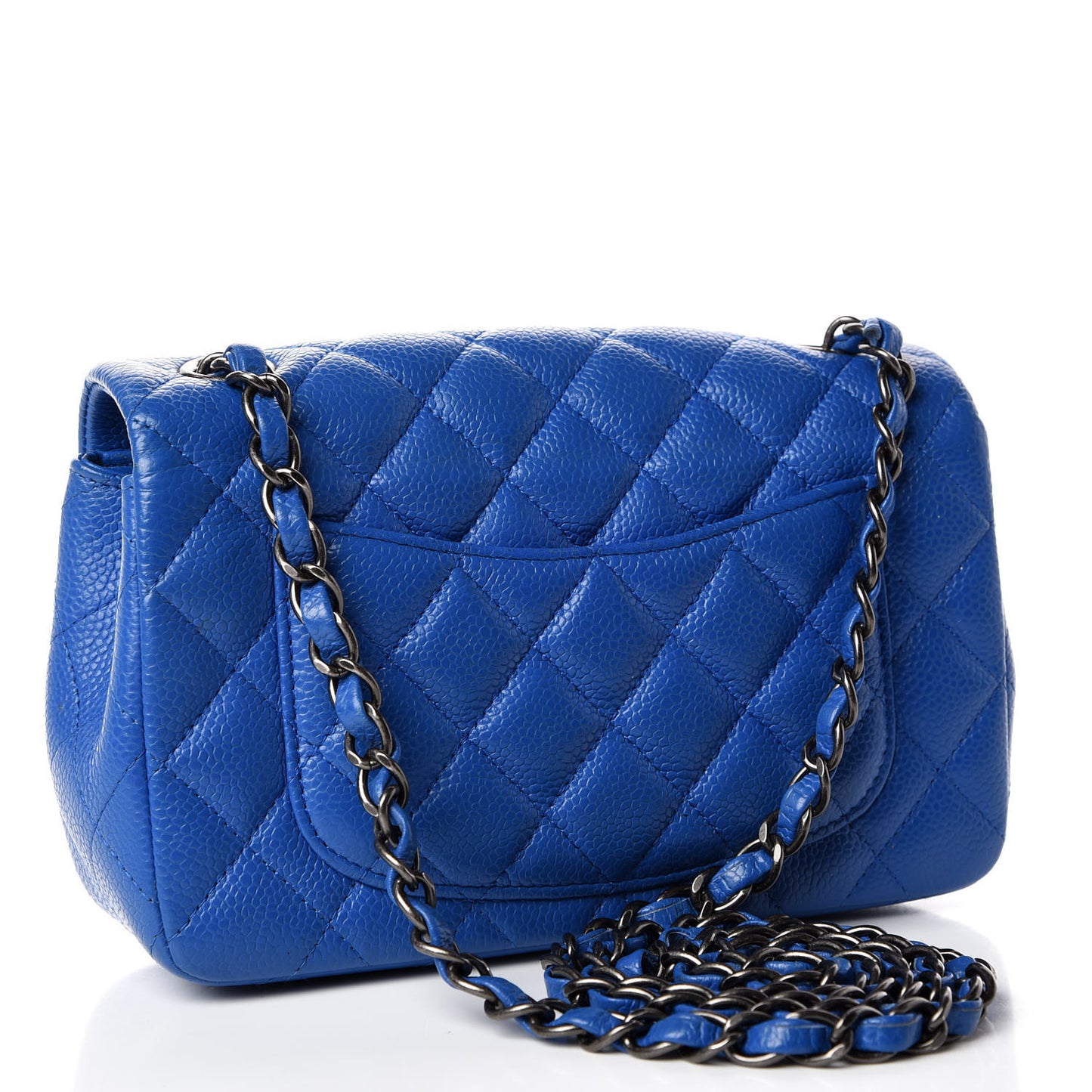 Caviar Quilted Mini Rectangular Flap Blue