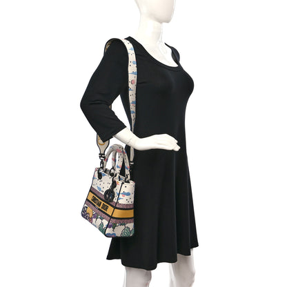 Christian Dior Canvas Embroidered Ciel De Reve Medium Lady D-Lite Latte Multicolor 2 of 8