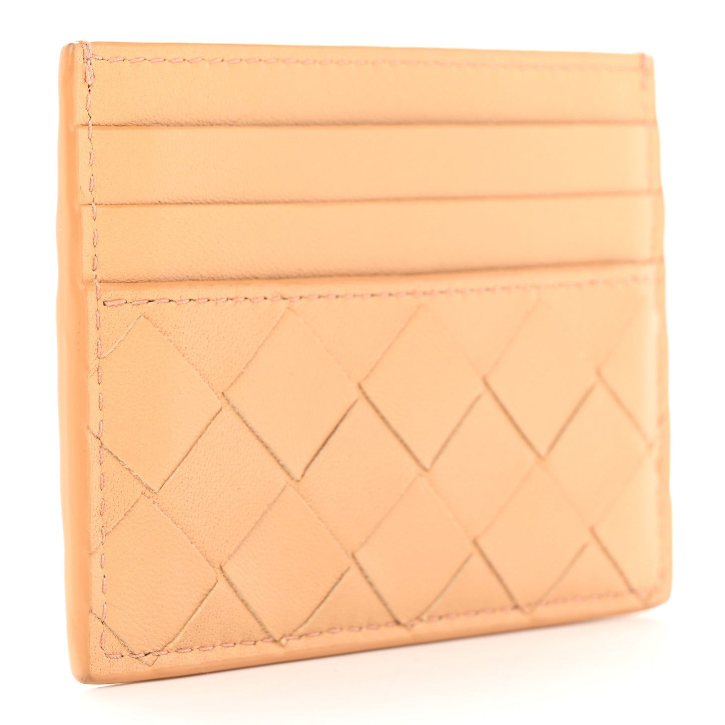 Nappa Intrecciato Card Holder Almond