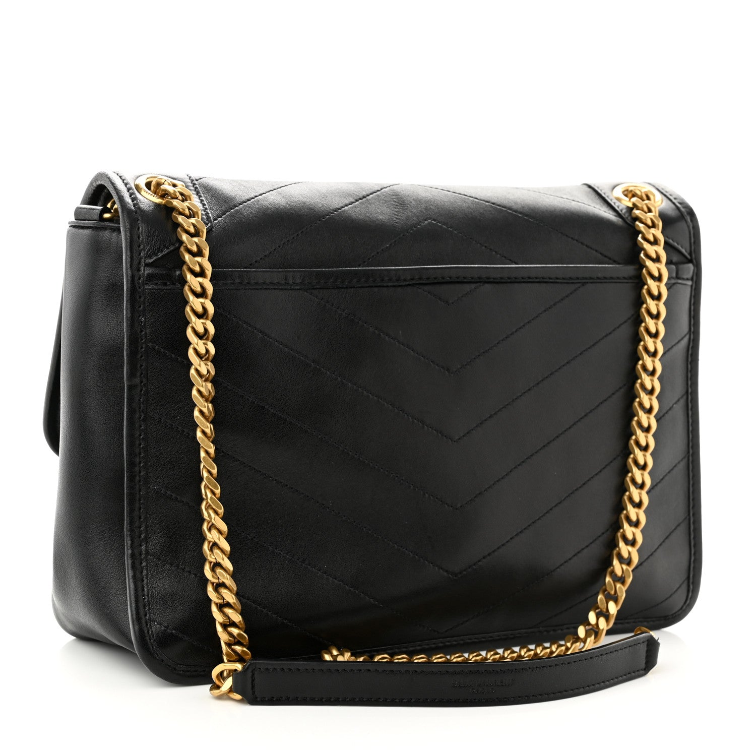 Saint Laurent Lambskin Matelasse Monogram Medium Niki Chain Satchel Black 3 of 10