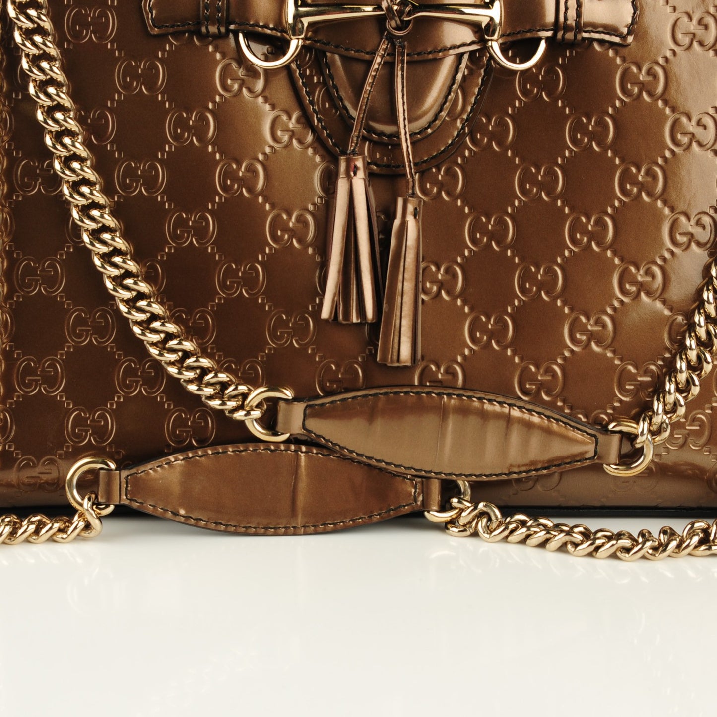 Shine Guccissima Large Emily Chain Shoulder Bag Acero