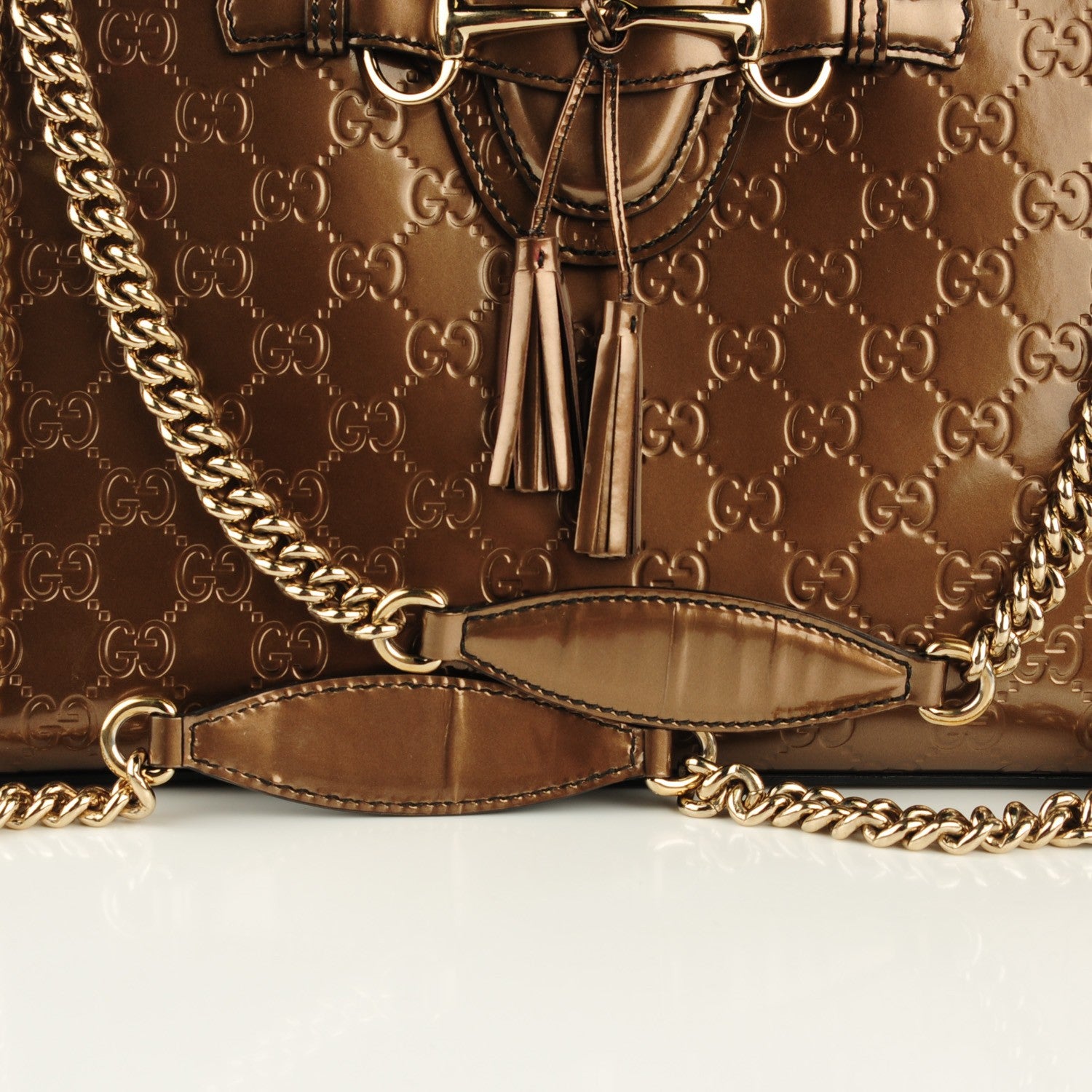Gucci Shine Guccissima Large Emily Chain Shoulder Bag Acero 8 of 8