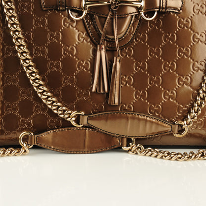 Gucci Shine Guccissima Large Emily Chain Shoulder Bag Acero 8 of 8