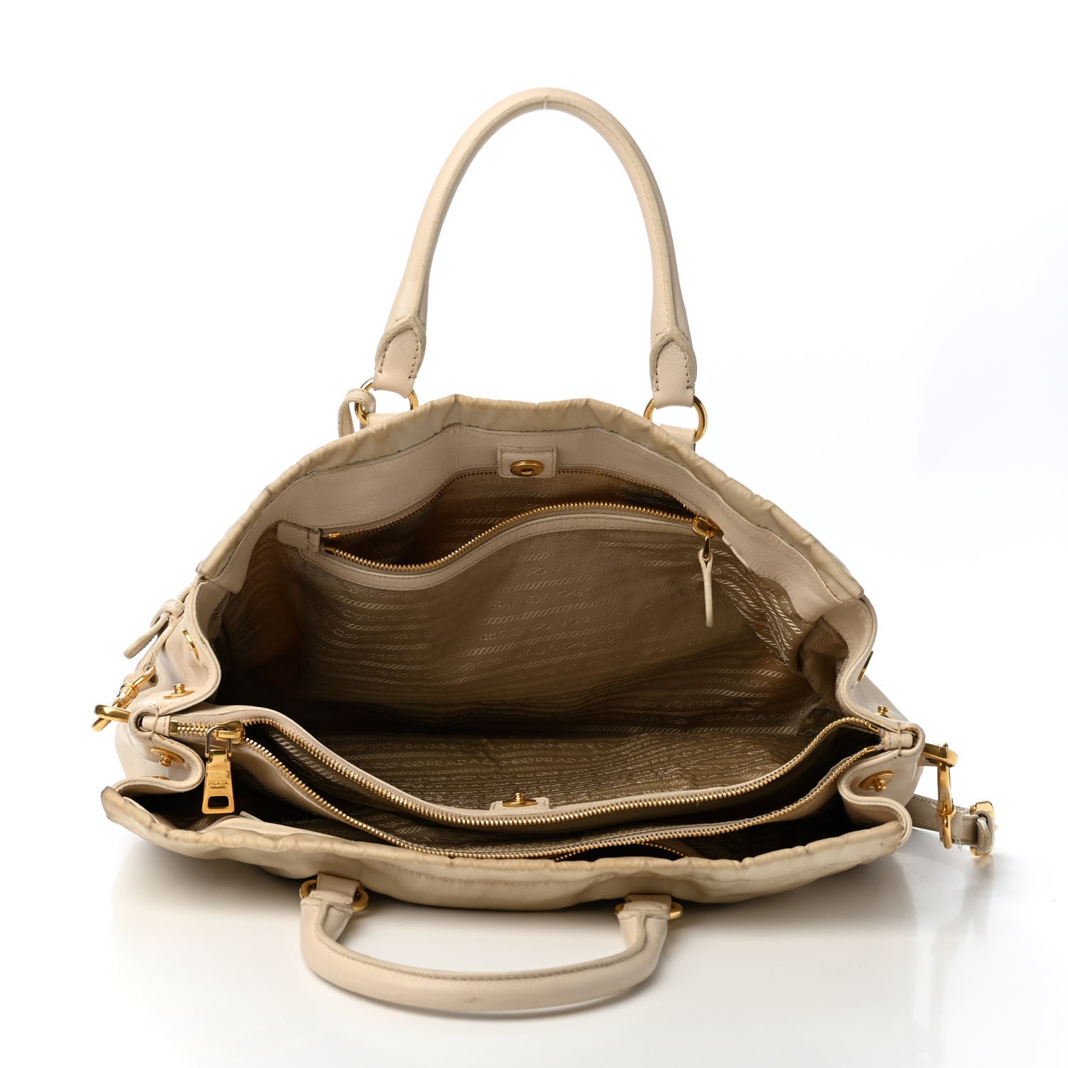 Prada Tessuto Nylon Saffiano Satchel Talco 3 of 5