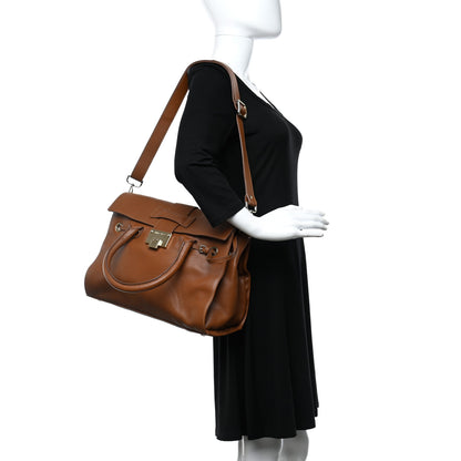 Jimmy Choo Grainy Calfskin Large Rosalie Satchel Brown 2 of 11