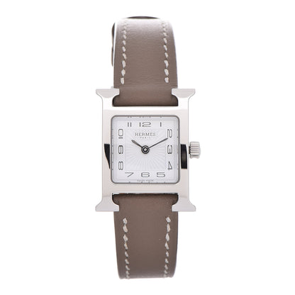 Hermes Stainless Steel Swift 17.2mm Heure H Hour Watch Etoupe 1 of 11
