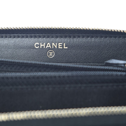 Chanel Caviar Quilted Small Filigree Zip Around Wallet Beige Black 6 of 8