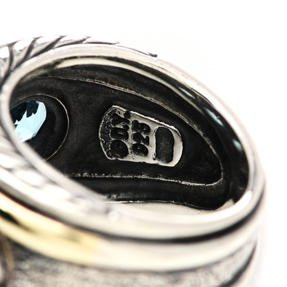 David Yurman Sterling Silver 14K Yellow Gold Blue Topaz Renaissance Ring 54 7 4 of 4