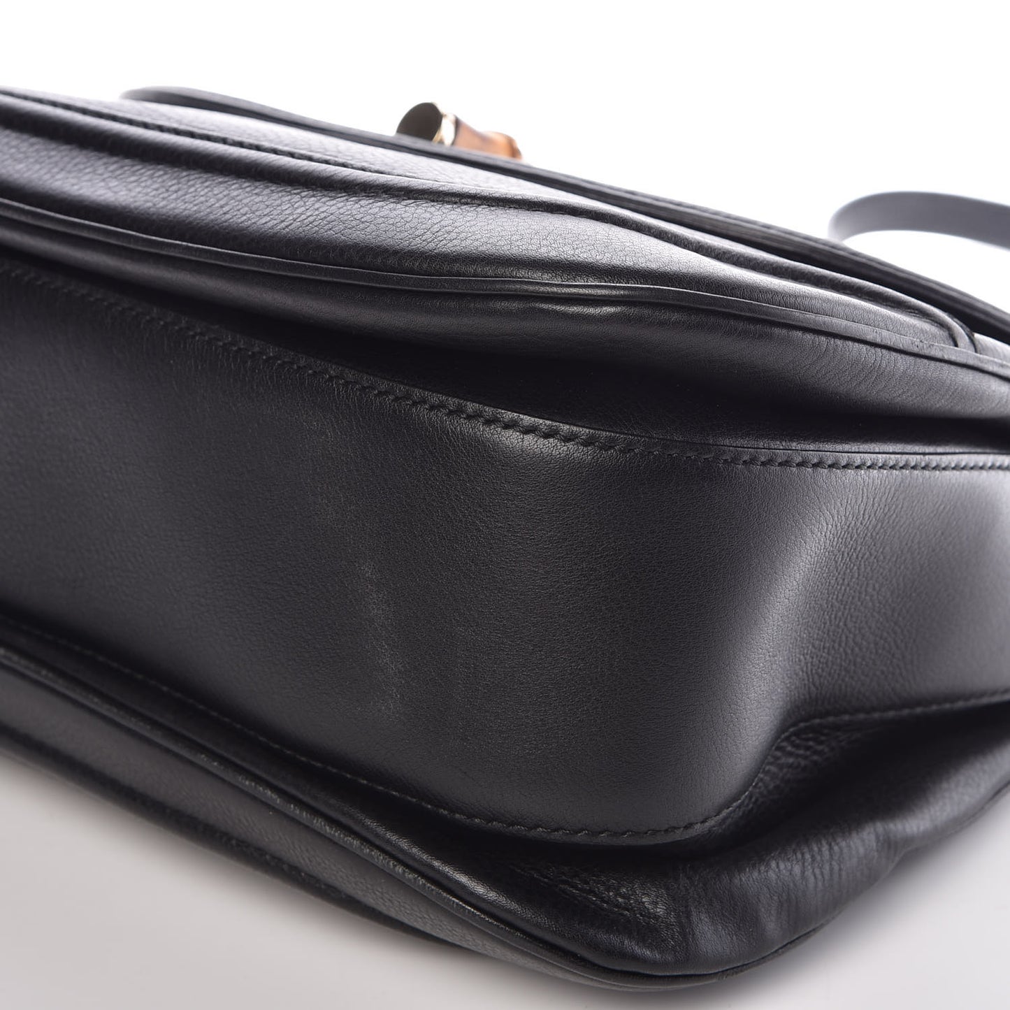 Calfskin Large New Bamboo Top Handle Bag Black
