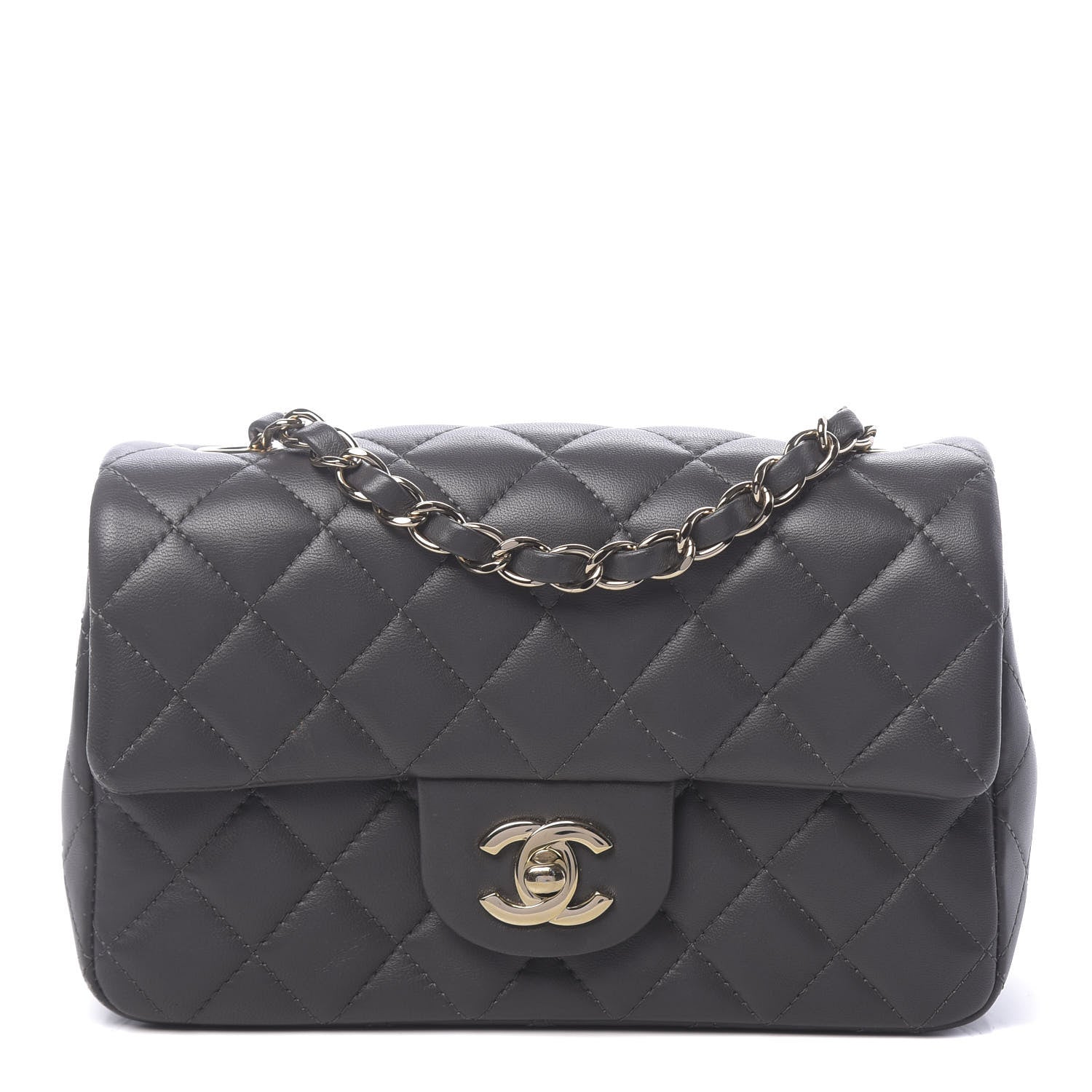 Chanel Lambskin Quilted Mini Rectangular Flap Grey 1 of 13