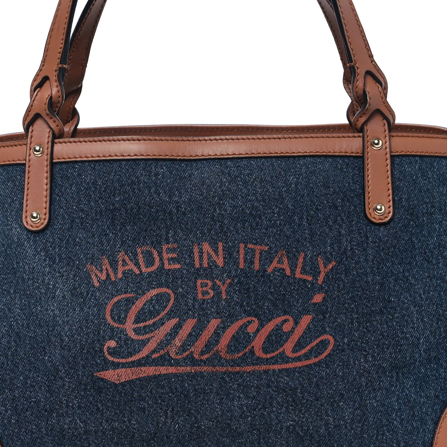 Gucci Denim Calfskin Tote Brown 8 of 12