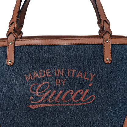 Gucci Denim Calfskin Tote Brown 8 of 12