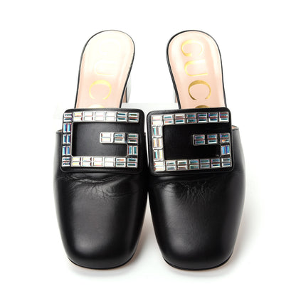 Gucci Malaga Kid Crystal Square G Madelyn Mules 35 Black 5 of 11