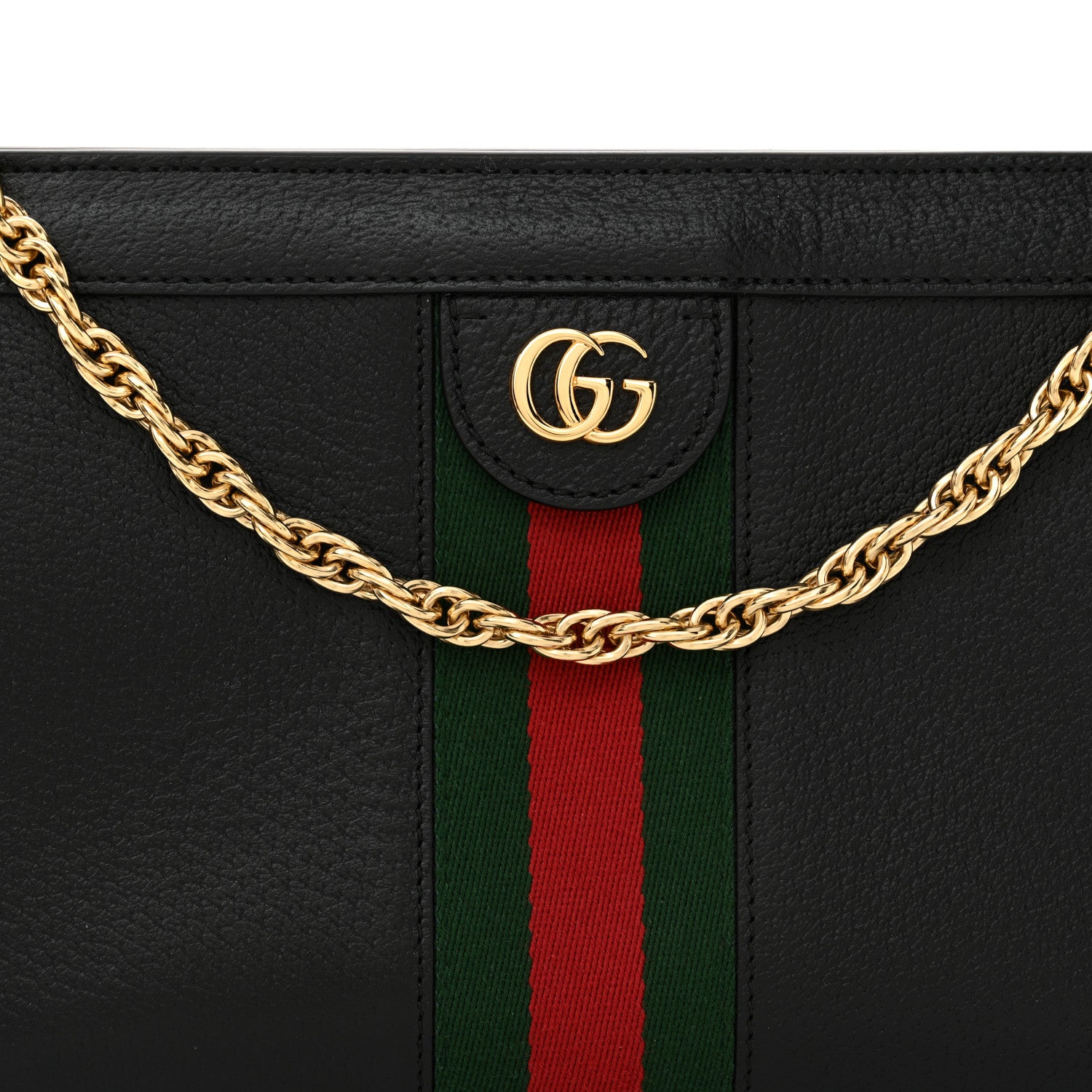 Gucci Calfskin GG Web Small Ophidia Chain Shoulder Bag Black 8 of 11