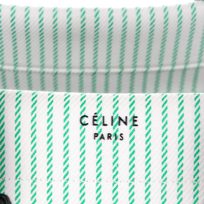 Celine Cotton Canvas Striped Medium Phantom Luggage White Green 6 of 9