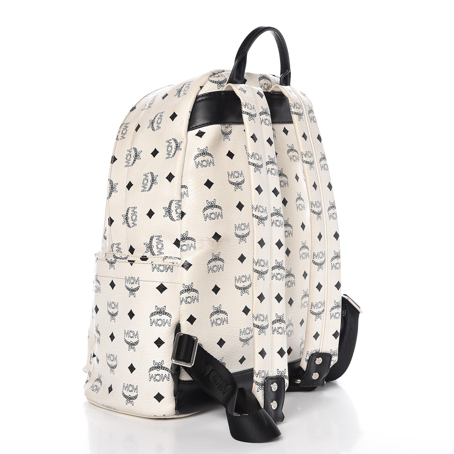 MCM Visetos Studded Medium Stark Backpack White 3 of 21