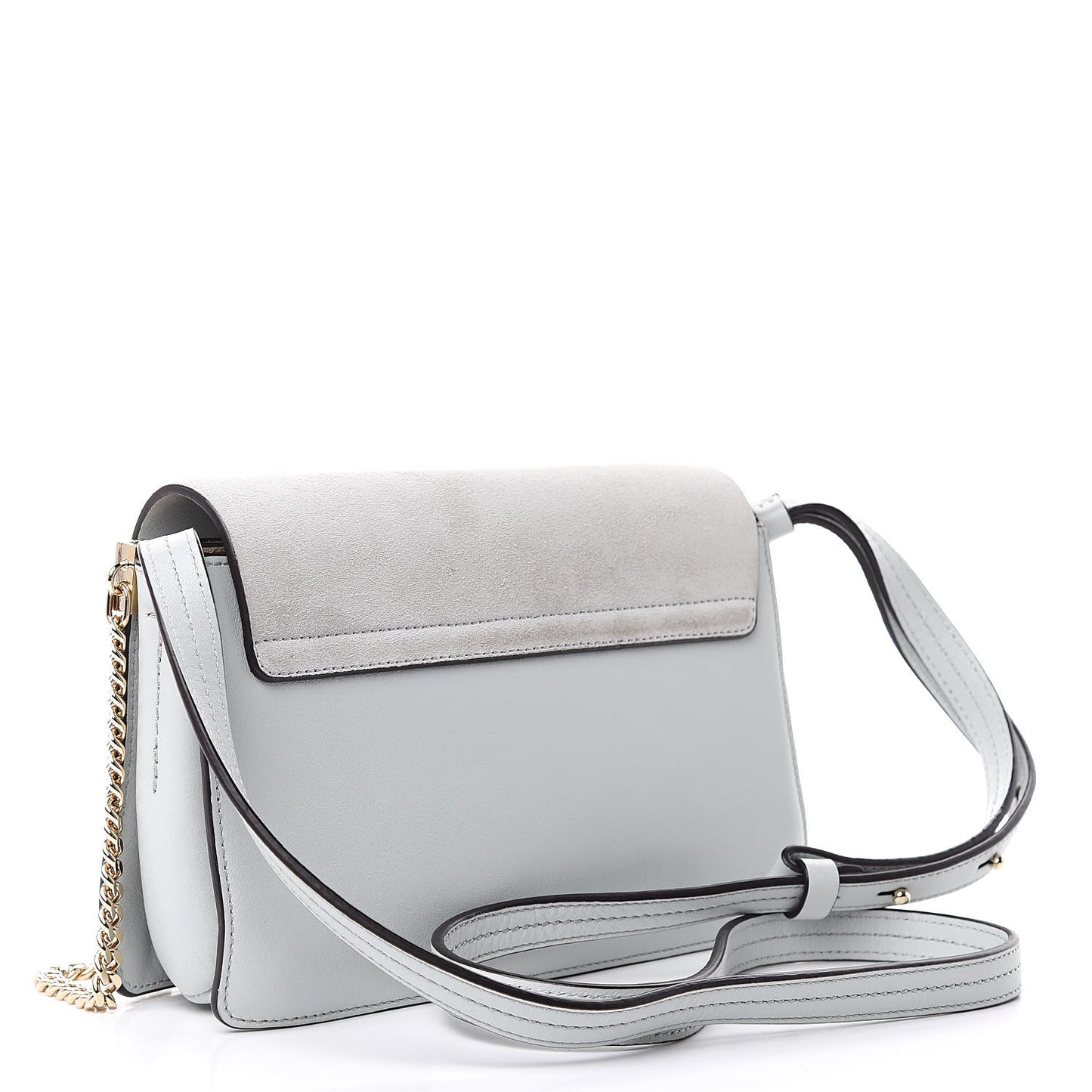 Suede Calfskin Small Faye Shoulder Bag Washed Blue