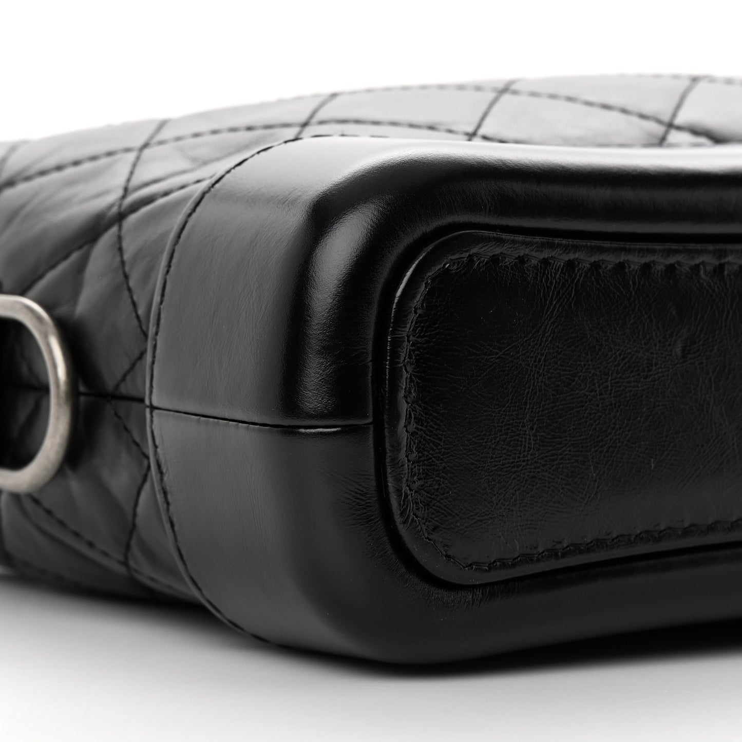 Aged Calfskin Quilted Small Gabrielle Hobo Black