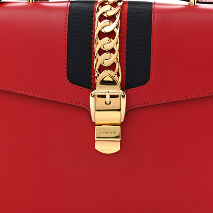 Gucci Calfskin Medium Sylvie Top Handle Bag Hibiscus Red 8 of 10