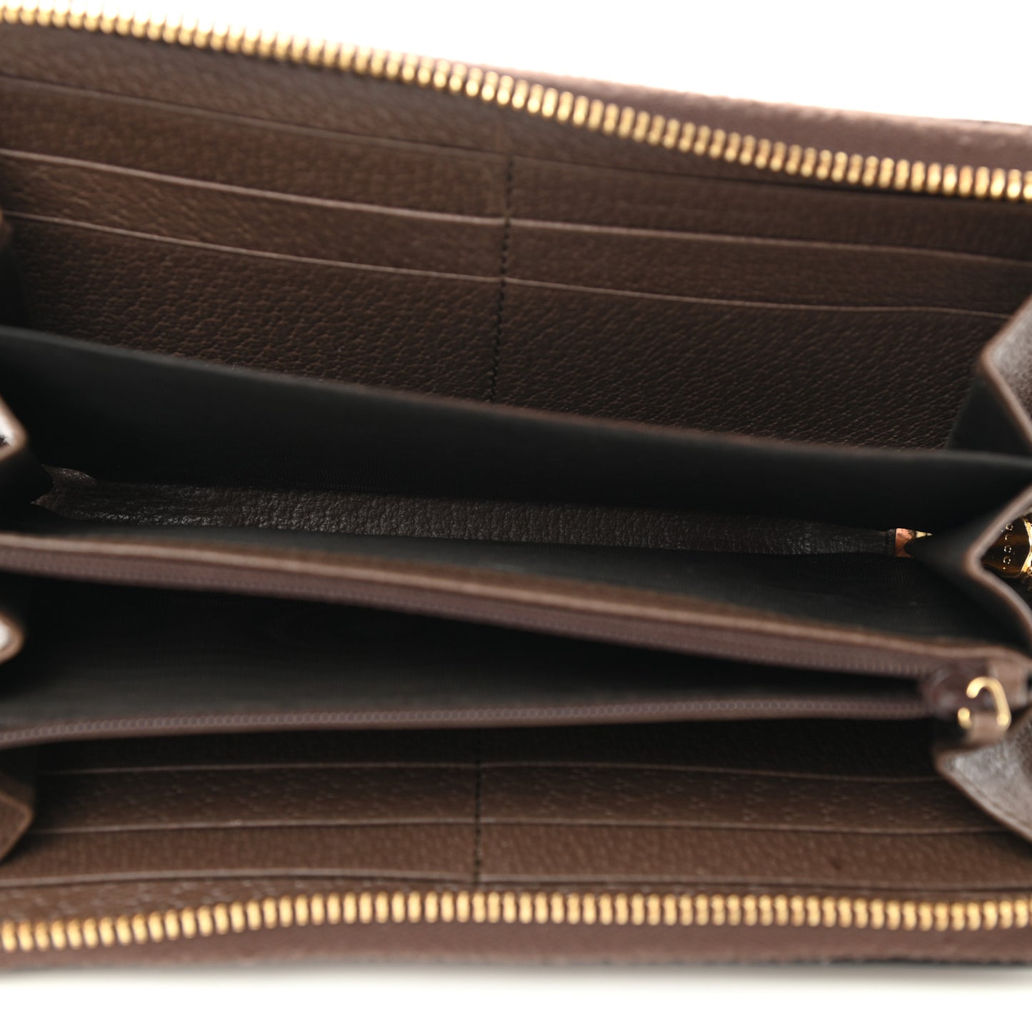 GG Supreme Monogram Web Ophidia Zip Around Wallet Brown