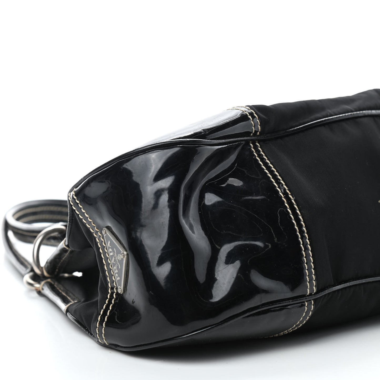 Tessuto Nylon Vernice Hobo Black