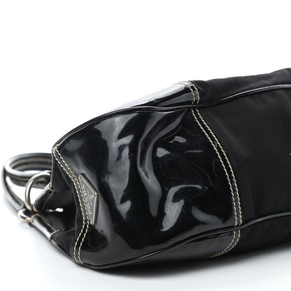 Prada Tessuto Nylon Vernice Hobo Black 8 of 11