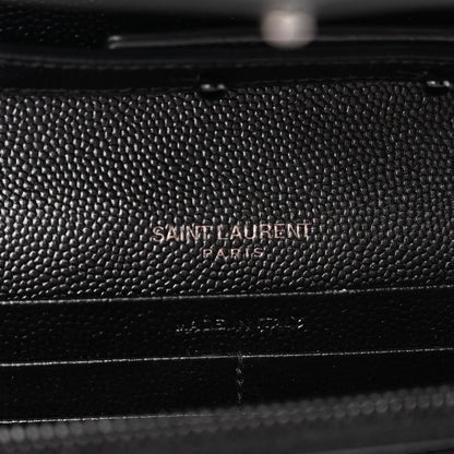 Saint Laurent Grain De Poudre Matelasse Chevron Monogram Monochrome Chain Wallet Black 6 of 12